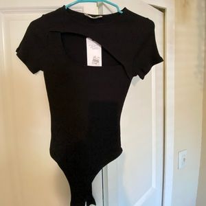 Shirtsleeved Front Cutout Bodysuit